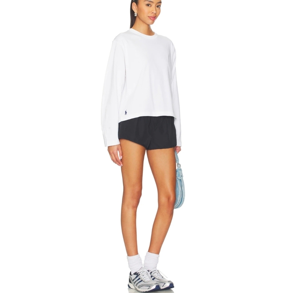 Polo Ralph Lauren White Jersey Crop Long Sleeve T-shirt Size XS NWT $110 - Picture 5 of 12